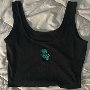 Black Alien Icon Crop Top